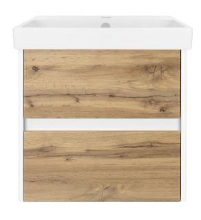 Подвесная тумба под раковину Misty Адриана 55см дуб Вотан/белый